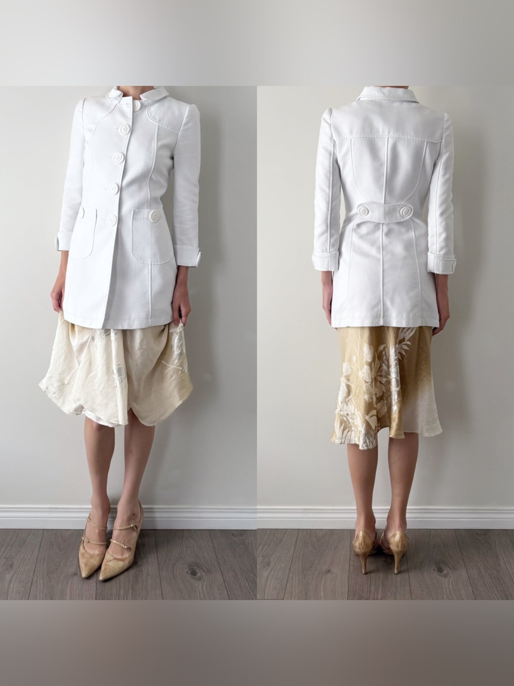 Vintage D&G white cotton 3/4 sleeve overcoat